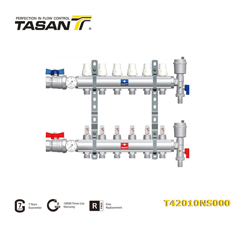 사전 조립된 1&quot;X 3/4인치 물 매니폴드 황동 매니폴드 밸브 10Bar T420 10